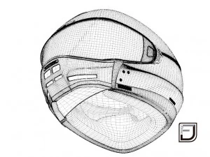Grey Modular Helmet H12 3D Model