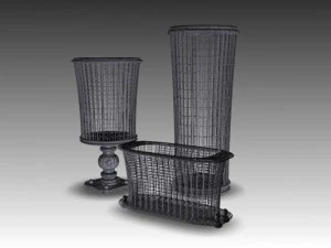set of umbrella stand pot and magazine stand 3D Model
