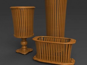 set of umbrella stand pot and magazine stand 3D 모델