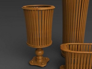 set of umbrella stand pot and magazine stand 3D 모델