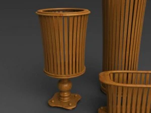 set of umbrella stand pot and magazine stand 3D Model