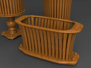 set of umbrella stand pot and magazine stand 3D Model