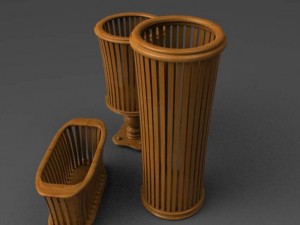 set of umbrella stand pot and magazine stand 3D 모델