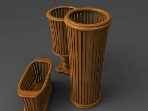 set of umbrella stand pot and magazine stand 3D Model