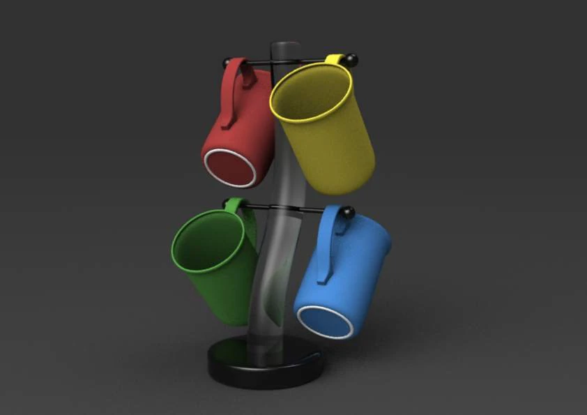 four cups with base 3D Model .c4d .max .obj .3ds .fbx .stl .blend 