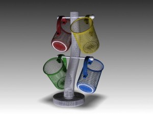 four cups with base 3D-Modell