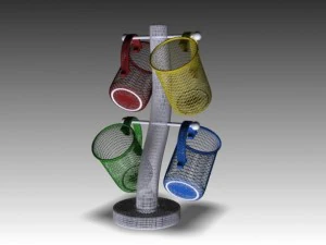 four cups with base 3D Model