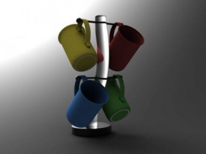four cups with base 3D-Modell