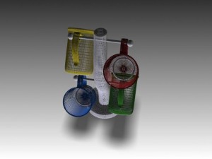 four cups with base 3D-Modell