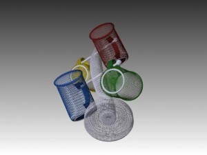 four cups with base 3D-Modell