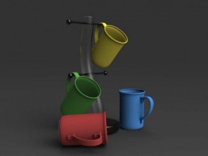four cups with base 3D-Modell