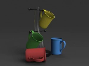 four cups with base 3D Model