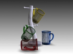 four cups with base 3D-Modell