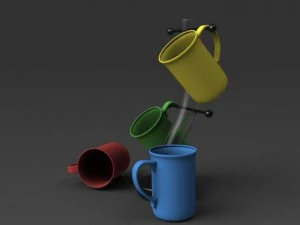 four cups with base 3D Model