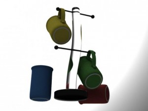 four cups with base 3D-Modell