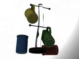 four cups with base 3D Model