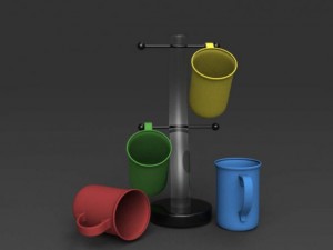 four cups with base 3D-Modell