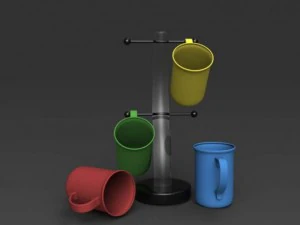 four cups with base 3D Model