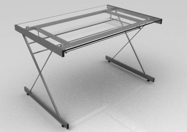 computer glass desk 3D Model .c4d .max .obj .3ds .fbx .stl .blend 