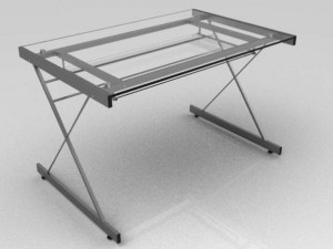 computer glass desk Modello 3D