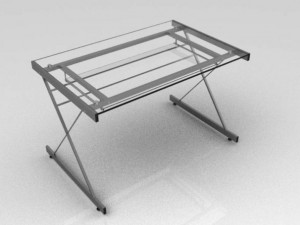 computer glass desk 3D Model