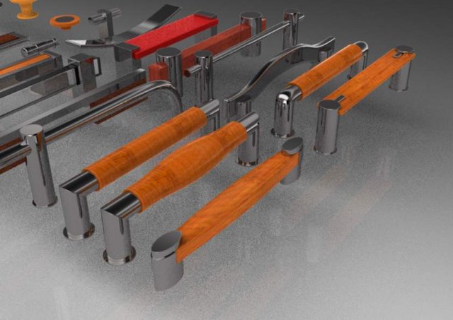 set of 35 furniture handles and knobs 3D Model .c4d .max .obj .3ds .fbx .stl .blend 
