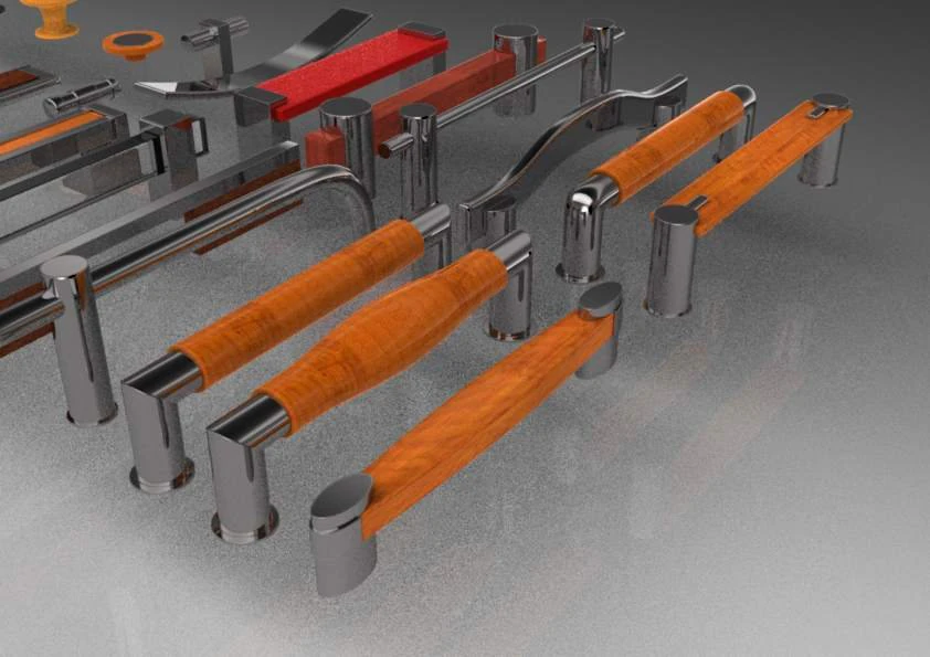 Set mit 35 M&ouml;belgriffen und -kn&ouml;pfen 3D Modell .c4d .max .obj .3ds .fbx .stl .blend 
