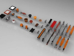 Set mit 35 M&ouml;belgriffen und -kn&ouml;pfen 3D Modell
