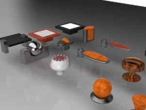 Set mit 35 M&ouml;belgriffen und -kn&ouml;pfen 3D Modell