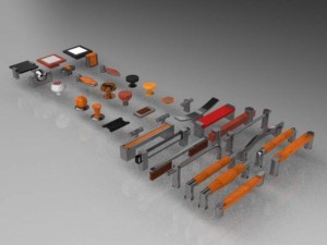 set of 35 furniture handles and knobs 3D Model
