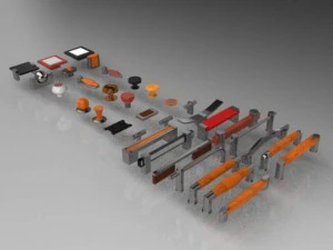 Set mit 35 M&ouml;belgriffen und -kn&ouml;pfen 3D Modell
