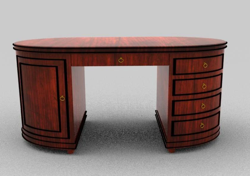 oval desk 3D Model .c4d .max .obj .3ds .fbx .stl .blend 