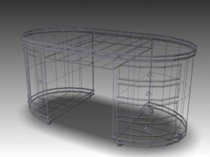 oval desk Modèle 3D