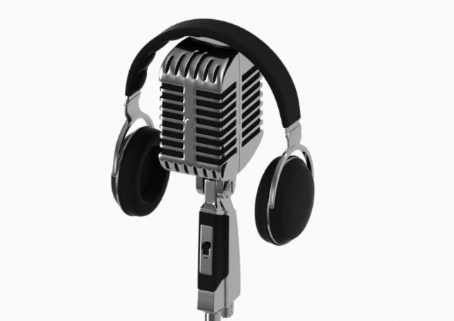 vintage microphone with headphones 3D Model .c4d .max .obj .3ds .fbx .stl .blend 