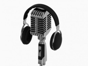 vintage microphone with headphones 3D Model