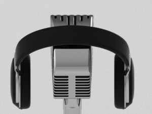 vintage microphone with headphones 3D Model