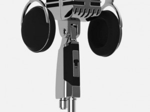vintage microphone with headphones 3D Model