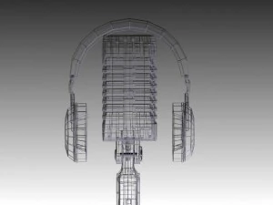 vintage microphone with headphones 3D Model