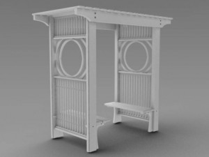 white garden arbor 3D Model