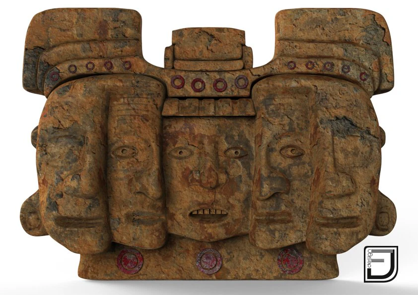 mayan mask  three stages of the life 3D Model .c4d .max .obj .3ds .fbx .stl .blend 