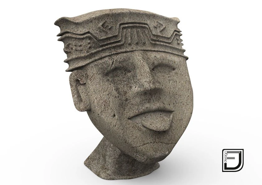 happy face from the olmeca culture 3D Model .c4d .max .obj .3ds .fbx .stl .blend