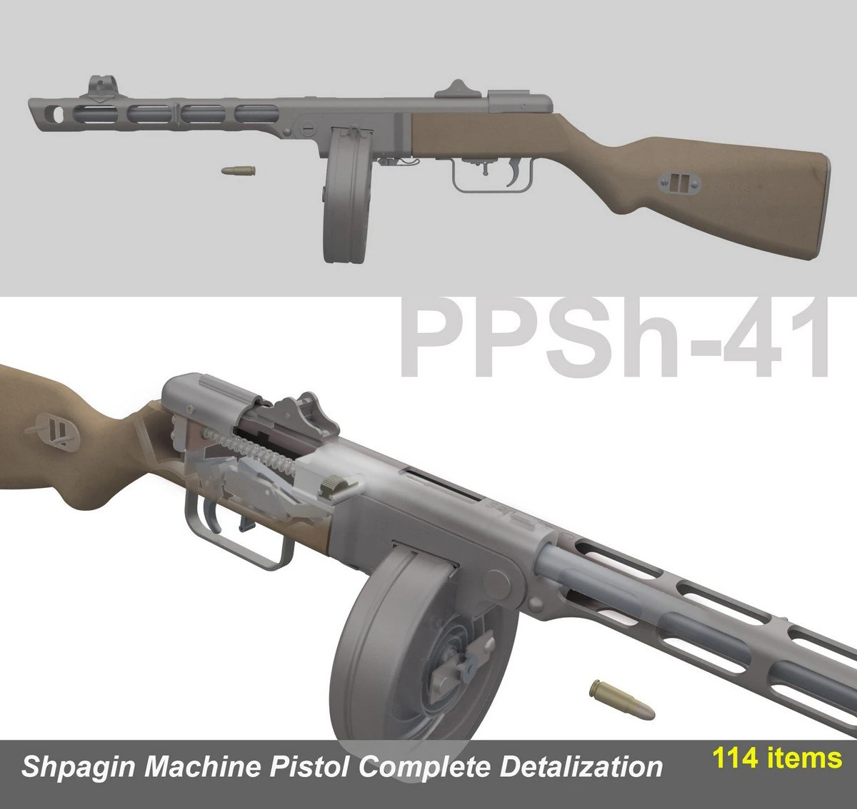 ppsh41 3D Model .c4d .max .obj .3ds .fbx .stl .blend 