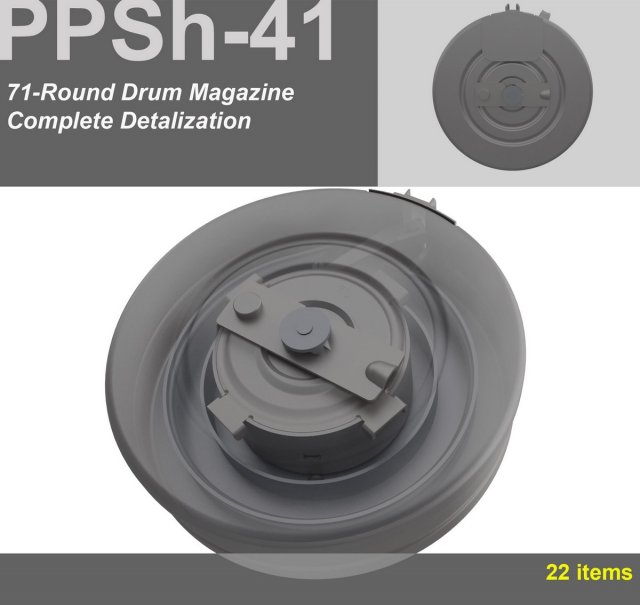 ppsh41 drum magazine Model 3D .c4d .max .obj .3ds .fbx .stl .blend 