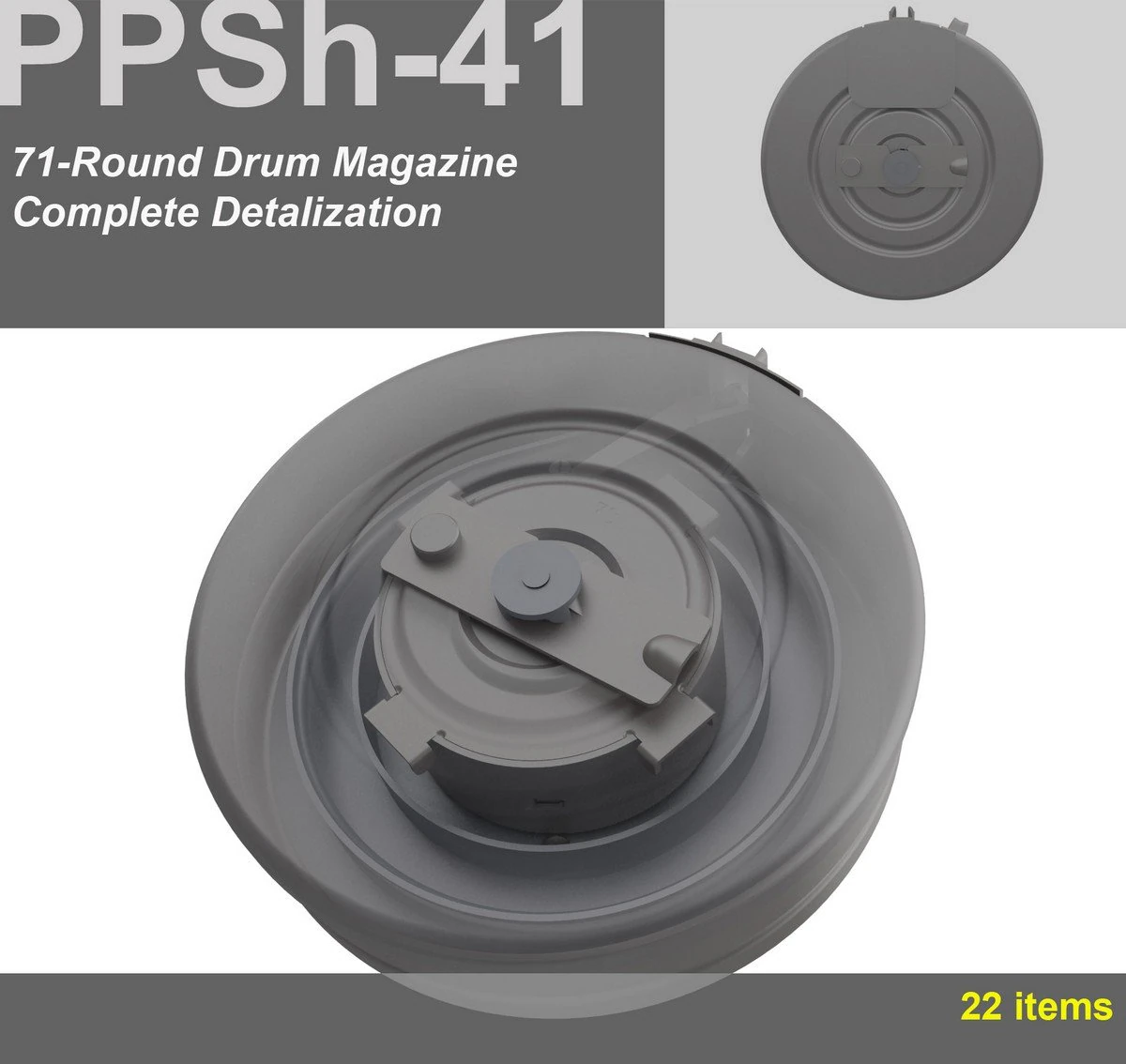ppsh41 drum magazine 3D Model .c4d .max .obj .3ds .fbx .stl .blend 