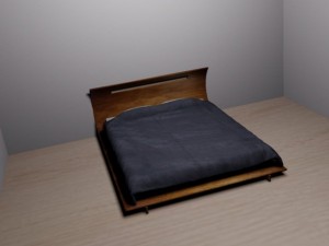 curved  double bed 3D Model