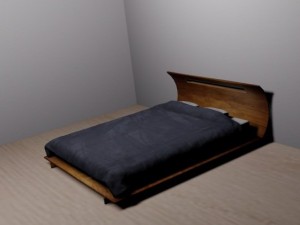 curved  double bed 3D Model