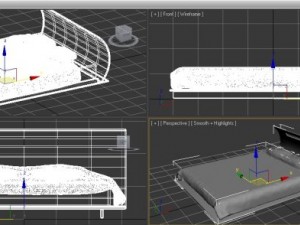 curved  double bed 3D Model