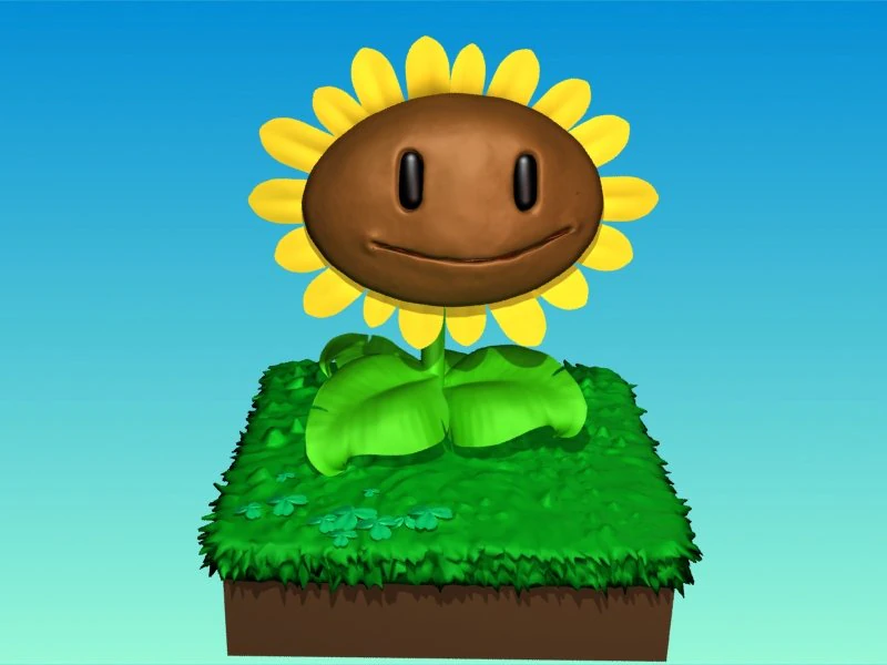 my plants vs zombies 3d sunflower 3D Model .c4d .max .obj .3ds .fbx .stl .blend 