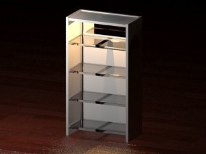 modern glass and metal bookshelf Model 3D