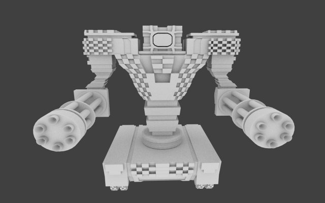 mecha with gatling 3D Model .c4d .max .obj .3ds .fbx .stl .blend